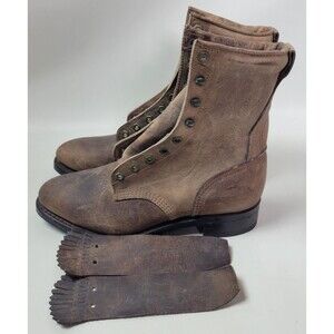 Lehigh Mens Leather Lace‎ Up Steel Safety Toe Kiltie Boots USA 8 1/2 EE